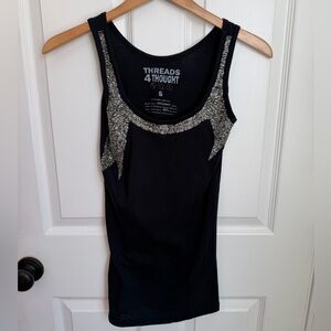 3/$15 | Threads 4 Thought Black and Silver Beaded Tank Top Deep Scoop Neck